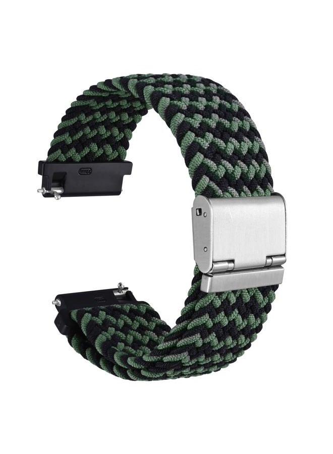 WOCCI 18mm Braided Nylon Watch Band for Men and Women, Quick Release, Silver Stainless Steel Buckle (Green Black) - Image 1