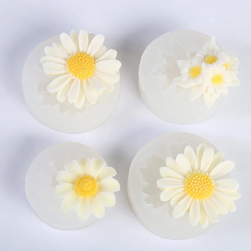 EVERELAM Daisy 4 Pack Flower Molds - Peony, Rose, 3D, Silicone Resin & Clay Molds for Craft Supplies - Image 1