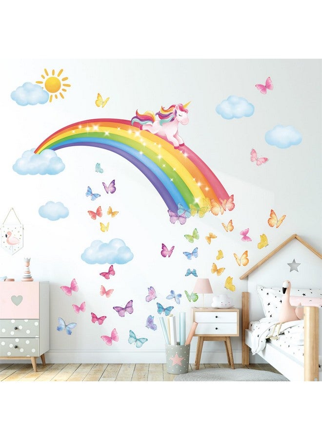 DECOWALL SG2-2309 Rainbow and Unicorn Wall Stickers Rainbow Kids Colorful Decals Removable for Girls Nursery Bedroom Living Room Art Home Decor Decoration Toddler Little Princess Childrens Party - Image 2