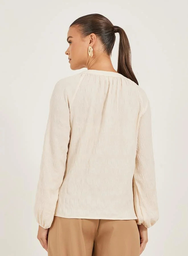 Styli Styli Seersucker Tie-Up Neck Top