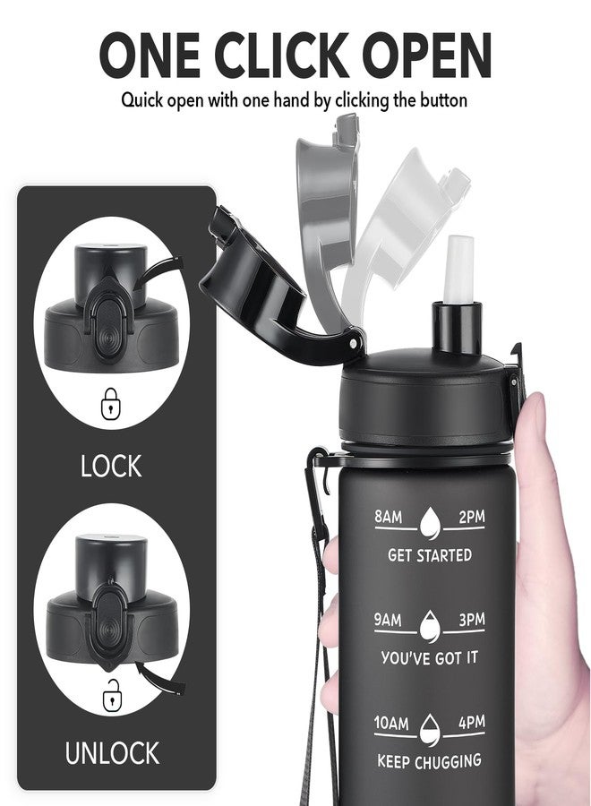 Enerbone زجاجة مياه إنيربوين سعة 24 أونصة، مانعة للتسرب وخالية من مادة BPA والسموم، زجاجة مياه تحفيزية مزودة بمؤشرات للشرب وماصة، زجاجة مياه رياضية مزودة بحزام للمكتب، الصالة الرياضية، والرياضات الخارجية - Image 3