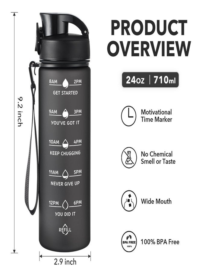 Enerbone زجاجة مياه إنيربوين سعة 24 أونصة، مانعة للتسرب وخالية من مادة BPA والسموم، زجاجة مياه تحفيزية مزودة بمؤشرات للشرب وماصة، زجاجة مياه رياضية مزودة بحزام للمكتب، الصالة الرياضية، والرياضات الخارجية - Image 2