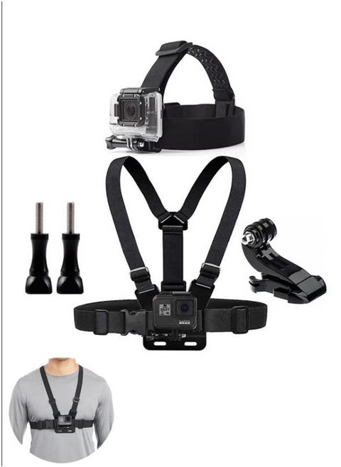 Chest Mount Harness Chesty Vest Head Mount Strap for Action Camera Compatible with GoPro Hero 11/ 10/ 9/ 8/ Max/ Go Pro Hero 7/ 6/ 5/ 4/ Session/ 3+/ 3/ Hero (2018)/ Fusion/ DJI Osmo/ AKASO