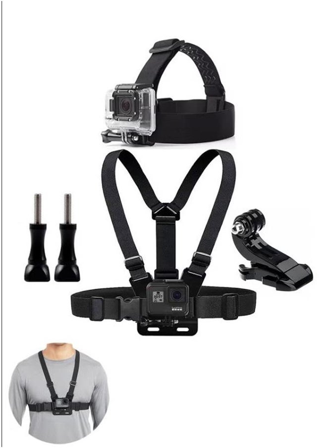 Chest Mount Harness Chesty Vest Head Mount Strap for Action Camera Compatible with GoPro Hero 11/ 10/ 9/ 8/ Max/ Go Pro Hero 7/ 6/ 5/ 4/ Session/ 3+/ 3/ Hero (2018)/ Fusion/ DJI Osmo/ AKASO  - Image 1