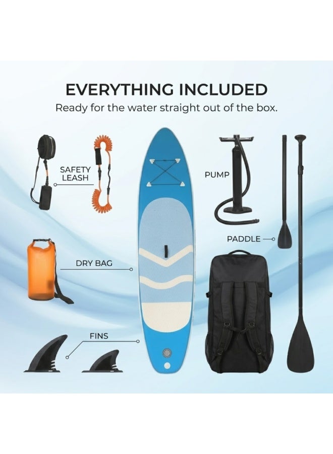 Adventure Lab Inflatable Stand Up Paddle Board Set | Ultra-Light SUP Board for Adults & Youth | Non-Slip Deck with Adjustable Paddle, Pump, Backpack, Dry Bag, Safety Leash & Removable Fins - Image 4