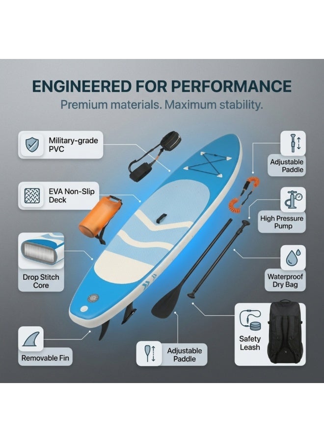 Adventure Lab Inflatable Stand Up Paddle Board Set | Ultra-Light SUP Board for Adults & Youth | Non-Slip Deck with Adjustable Paddle, Pump, Backpack, Dry Bag, Safety Leash & Removable Fins - Image 3
