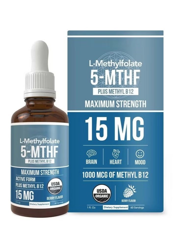 MG Vitamin B12 Folic Acid Drops L-Methylfolate (15 mg) Plus Methyl -B12 Co - Image 1
