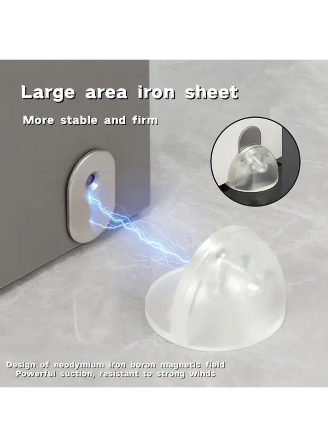 White Silent Magnetic Door Stopper Turtle Back Design Non Perforated Buffer Suction For Glass Room Entrance Bathroom Durable Plastic Easy Installation Reduces Noise Enhances Safety - Image 1