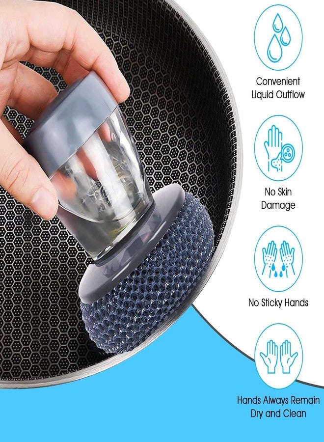 Green Scapper 2-in-1 Soap Dispensing Steel Scrubber with Handle - Heavy Duty Kitchen Utensil Cleaner for Pots, Pans & Dishes - Refillable Liquid Dispenser with Stainless Steel Scrub Pad - Image 3