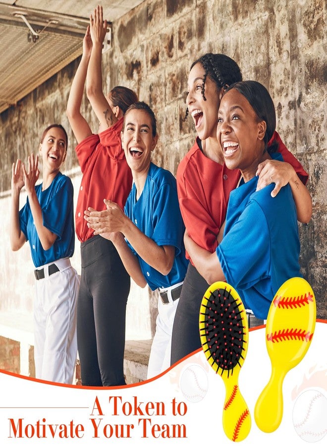 SiliFine 12 Pcs Mini Detangling Hair Brushes for Softball Team Gifts, Sports Parties - Plastic with Yellow Bristles - Image 5