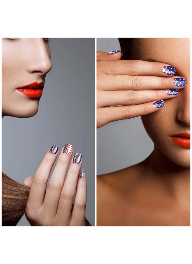 DANNEASY - 12 Sheets 4Th Of July Full Nail Wraps Independence Day Nail Polish Stickers Selfadhesive Nail Polish Strips Gel Fingernail Stickers For Women With Nail File Cuticle Stick - Image 1