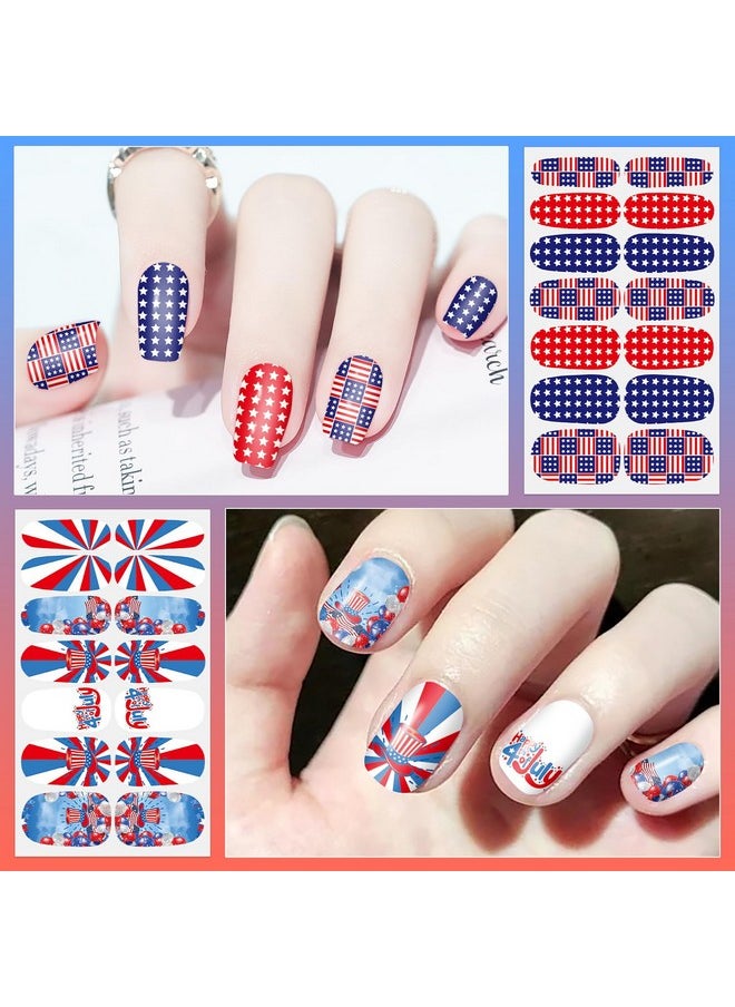 DANNEASY - 12 Sheets 4Th Of July Full Nail Wraps Independence Day Nail Polish Stickers Selfadhesive Nail Polish Strips Gel Fingernail Stickers For Women With Nail File Cuticle Stick - Image 1