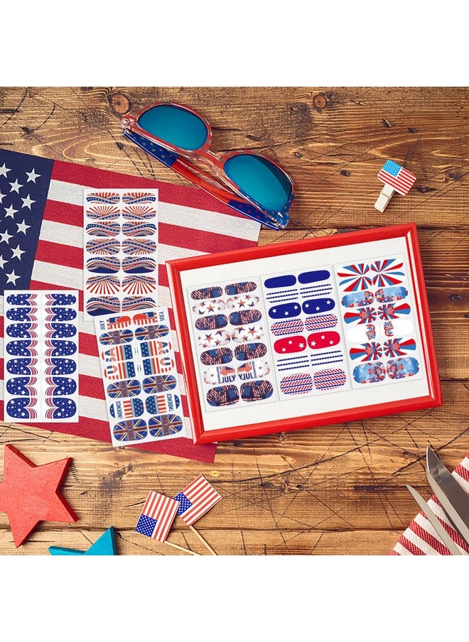 DANNEASY - 12 Sheets 4Th Of July Full Nail Wraps Independence Day Nail Polish Stickers Selfadhesive Nail Polish Strips Gel Fingernail Stickers For Women With Nail File Cuticle Stick - Image 1