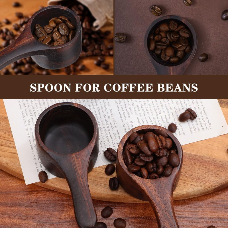 Yardwe 2Pcs Wooden Measuring Spoons Mini Coffee Scoop for Ground Coffee Tea Spices Food Jars Kitchen Accessories - Image 2