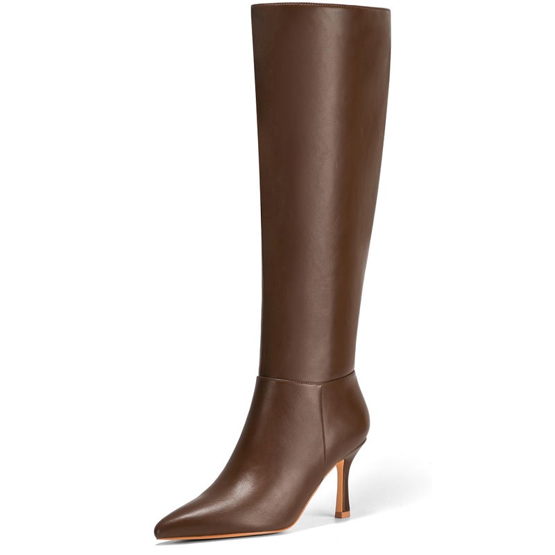 Vipost 3.3-inch Kitten Heel Boots for Women, Knee High Pointed Toe Boots for Women, Tall Long Boot Side Zipper, Fall Winter Fasion 2025 - Image 1