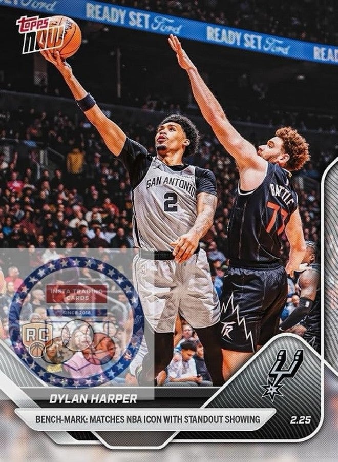 Topps Now 2025 Dylan Harper Rookie Card #183, San Antonio Spurs NBA Trading Card