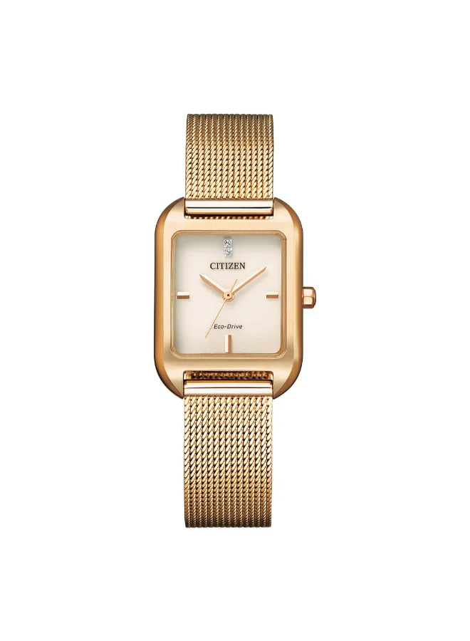 CITIZEN Women's Stainless Steel Mesh with Rose Gold Plating ECO-DRIVE WOMEN Watch EM0493-85P - 31.1 x 23.5 mm