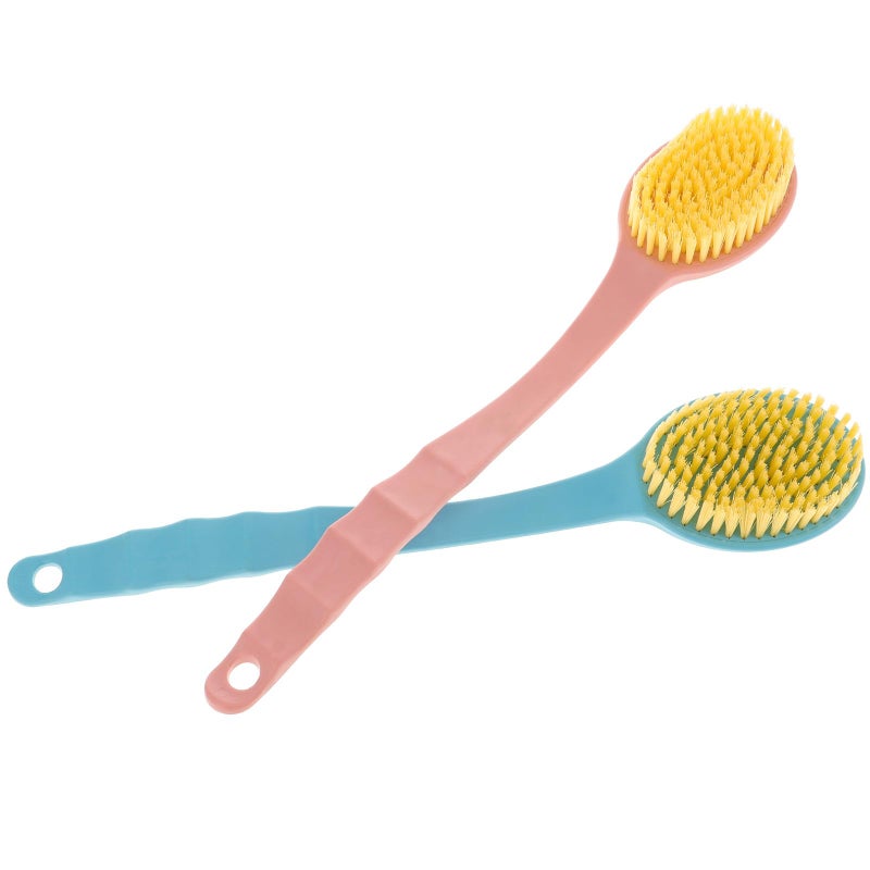 Long Handle Back Scrubber Brush Set 2PCS Dual Texture Bristles Exfoliating Deep Cleaning Shower Bath - Image 2