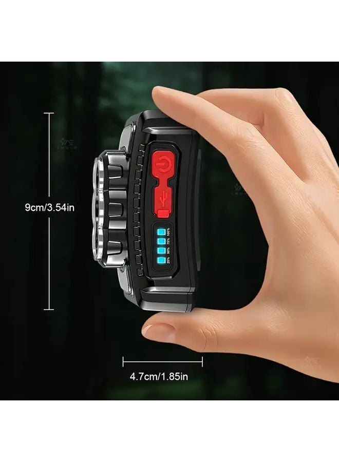 Black 6 Pcs 30W Super Bright LED Headlamp Rechargeable Head Torch 7 Modes 180 Rotatable - Image 4