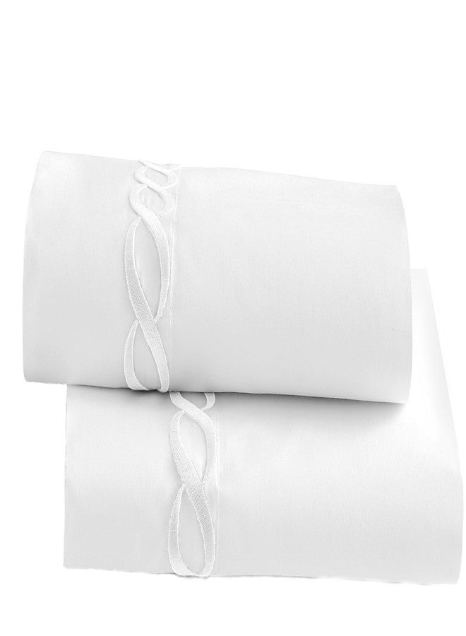 Kassatex Standard Catena Bedding Collection Pillowcase Set, White - Image 1