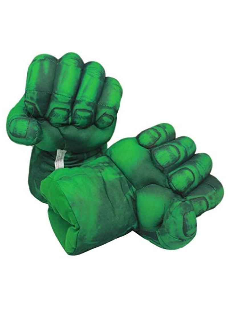 1Pair Superhero Hulk Fist Green Gloves Muscle Plush Adults Kid Fight Boxing Gloves Halloween Prop Cosplay Anime Accessory Boy Gift Toy - Image 1