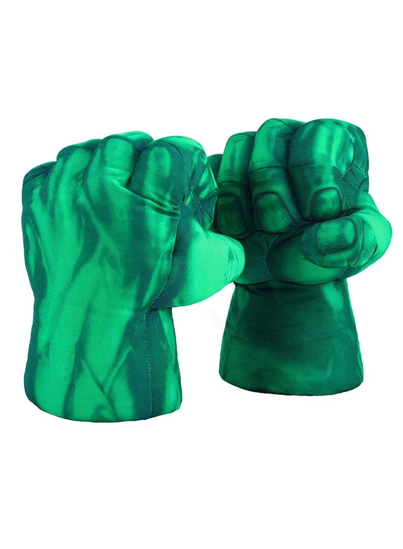 1Pair Superhero Hulk Fist Green Gloves Muscle Plush Adults Kid Fight Boxing Gloves Halloween Prop Cosplay Anime Accessory Boy Gift Toy - Image 2