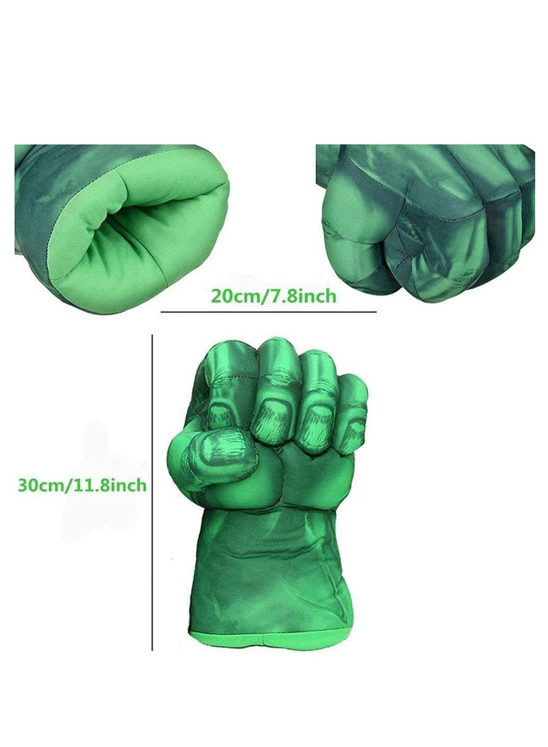 1Pair Superhero Hulk Fist Green Gloves Muscle Plush Adults Kid Fight Boxing Gloves Halloween Prop Cosplay Anime Accessory Boy Gift Toy - Image 4
