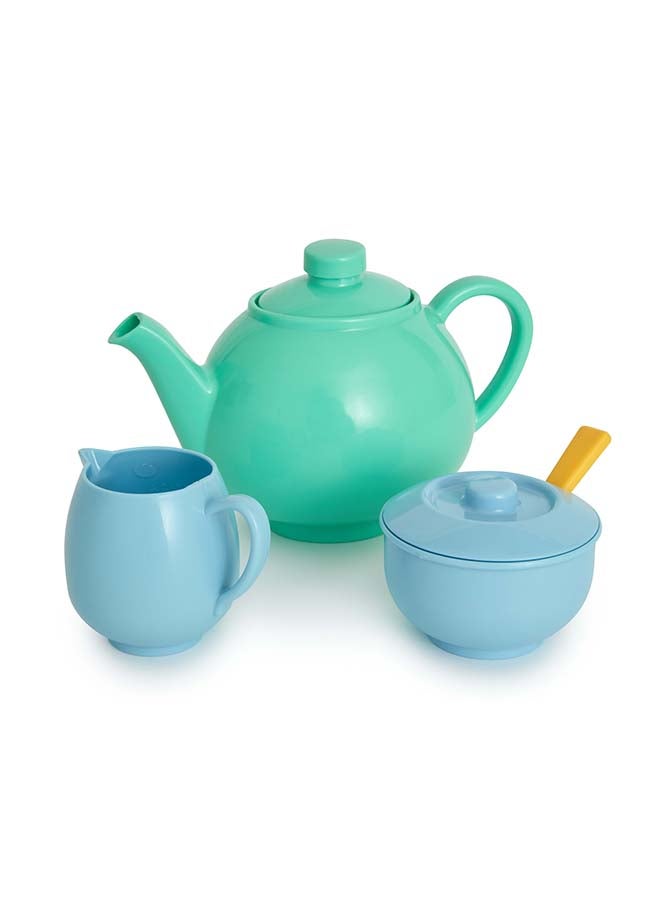 CASDON 36-Piece Tea Set: Colorful Playset With Teapot, Milk Jug, Cups, Saucers, Cake, And More. Suitable For Preschool Toys, For Children Aged 3+ - Image 5