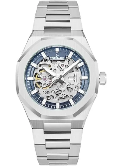 تورنيدو ساعة تورنادو أوتونوفا للرجال، سوار ستانلس ستيل مصقول، فضي