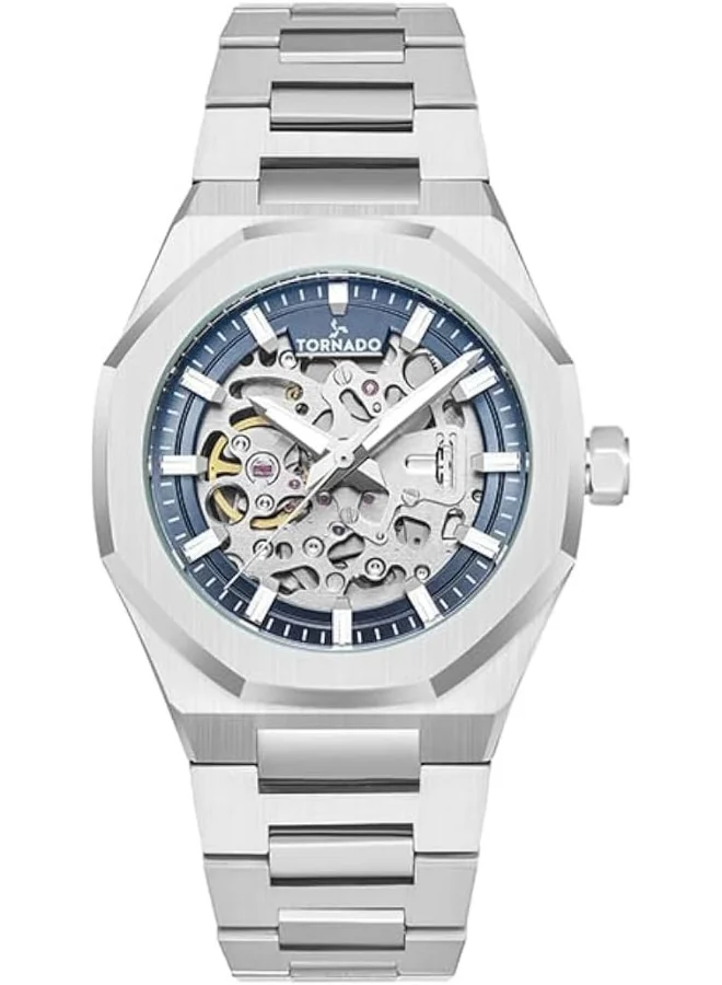 تورنيدو Tornado Autonova Men's Watch, Automatic Display and Solid Stainless Steel Brushed Bracelet Strap - T24303-SBSN, Silver