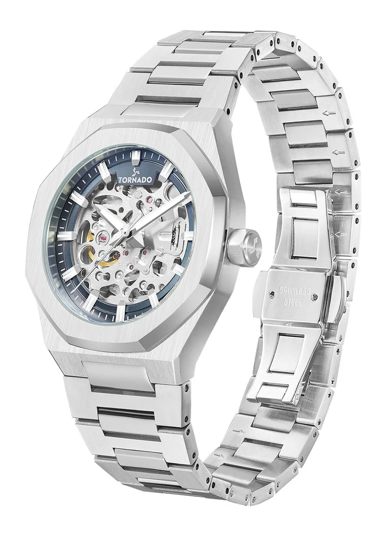 تورنيدو Tornado AUTONOVA AUTOMATIC Men's TMI NH70 Movement Watch, Automatic Display and Solid Stainless Steel Brushed Bracelet Strap - T24303-SBSN, Silver