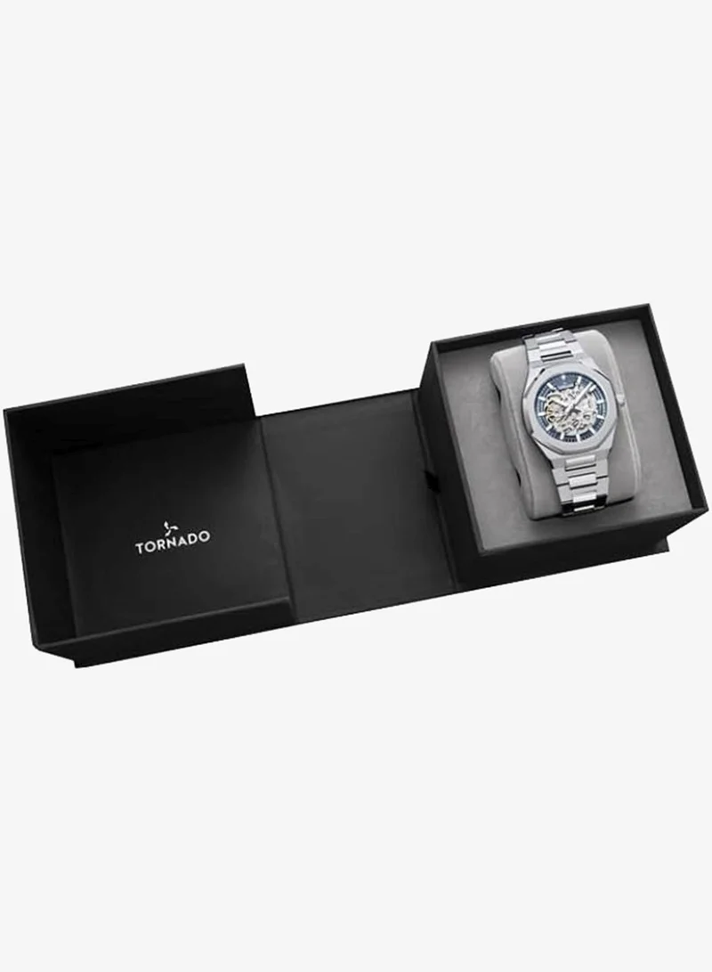 Tornado Navy Blue Men's  Solid Stainless Steel,Integrated bracelet with Brushed Outer Links, Polished Center Links Automatic Watch T24303-SBSN - 41mm mm for Men | Best Price UAE