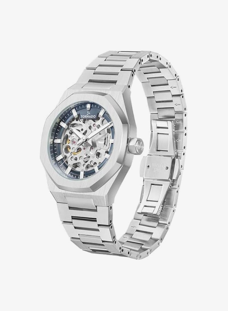 TORNADO Men's  Solid Stainless Steel,Integrated bracelet with Brushed Outer Links, Polished Center Links Automatic Watch T24303-SBSN - 41mm mm - Image 2