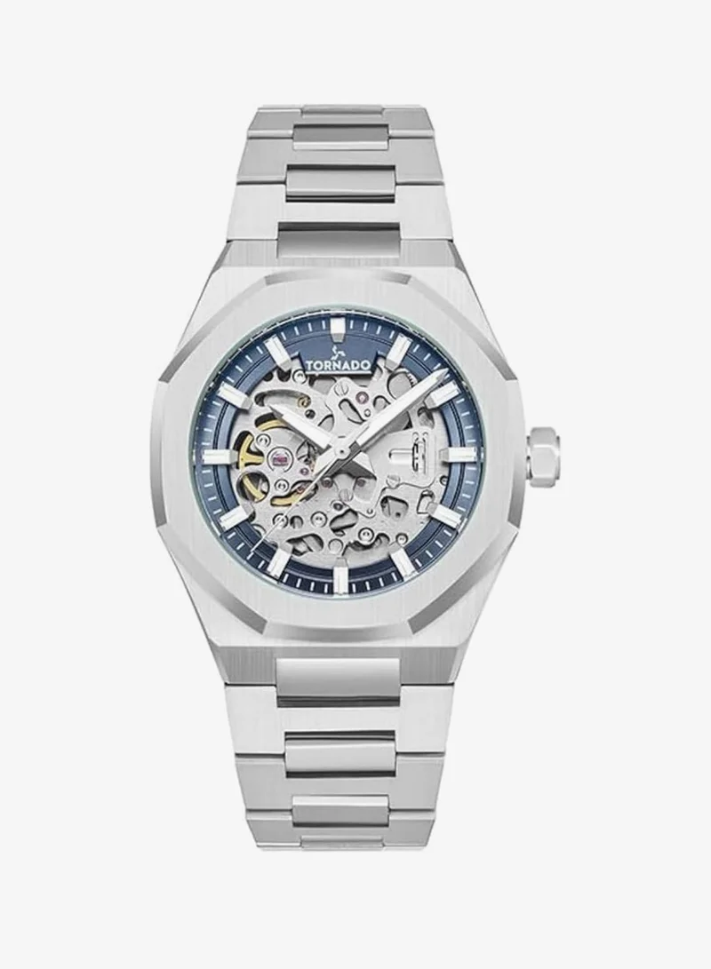 TORNADO Men's  Solid Stainless Steel,Integrated bracelet with Brushed Outer Links, Polished Center Links Automatic Watch T24303-SBSN - 41mm mm