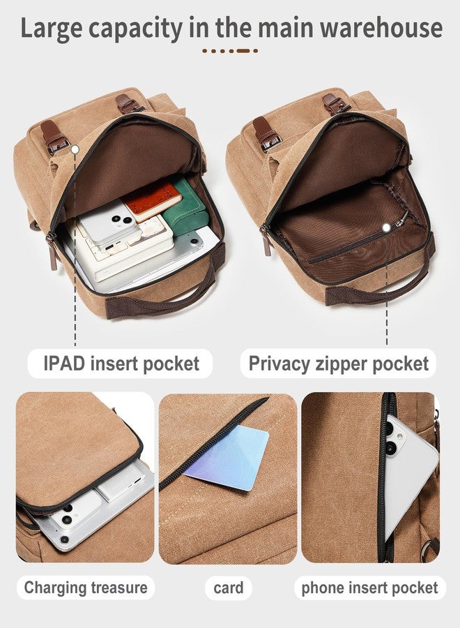 وي بلان حقيبة كتف صغيرة من WEPLAN للرجال، حقيبة ظهر صغيرة بحزام كتف للرجال والنساء، حقيبة ظهر بحزام من القماش، لون كاكي - Image 4