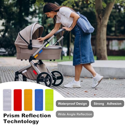 Haikole Reflective Tape 50PCS Reflective Tape Outdoor Waterproof,Safety Warning Reflective Stickers for Vehicle,Bicycles,Motorcycles,Helmet,Mailbox Bag (50, Rectangular 5-Color) (50, Rectangle) - Image 3
