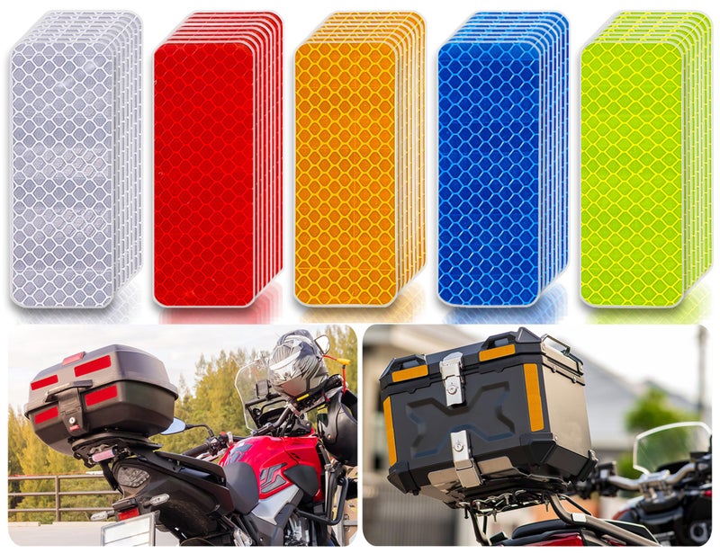 Haikole Reflective Tape 50PCS Reflective Tape Outdoor Waterproof,Safety Warning Reflective Stickers for Vehicle,Bicycles,Motorcycles,Helmet,Mailbox Bag (50, Rectangular 5-Color) (50, Rectangle) - Image 1