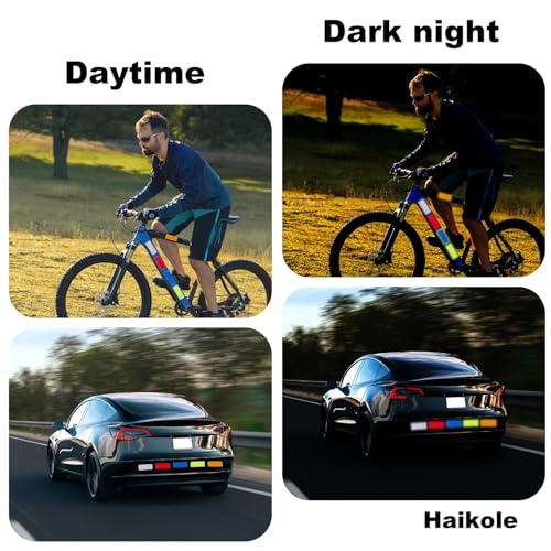 Haikole Reflective Tape 50PCS Reflective Tape Outdoor Waterproof,Safety Warning Reflective Stickers for Vehicle,Bicycles,Motorcycles,Helmet,Mailbox Bag (50, Rectangular 5-Color) (50, Rectangle) - Image 4