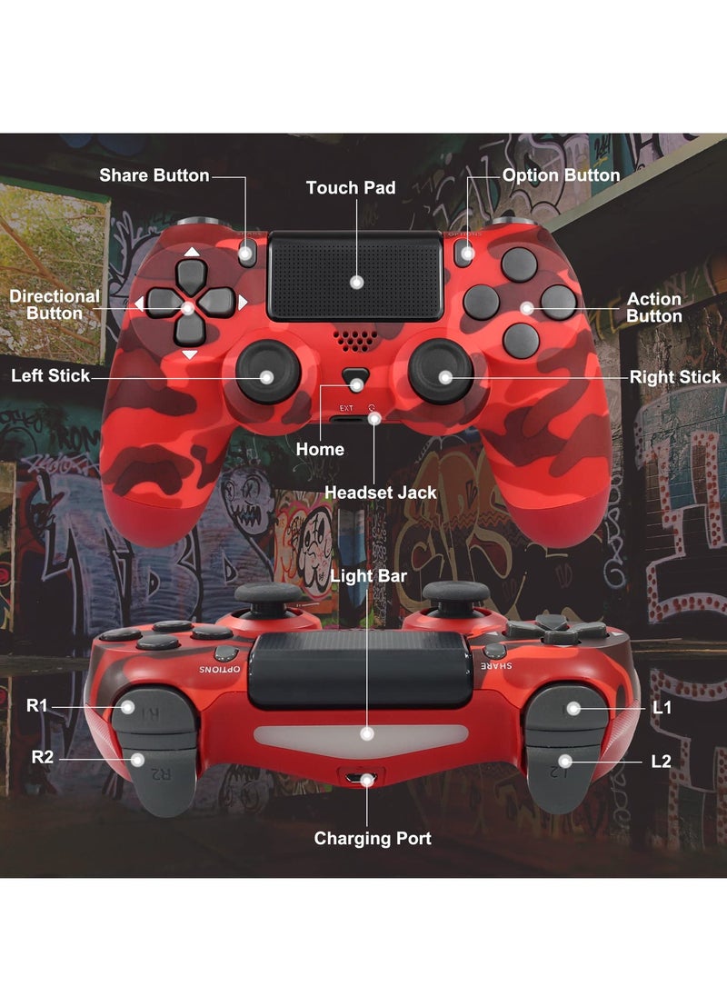 Generic Wireless PS4 Game Controller with Dual Motors and Charging Cable, Stereo Headset Jack, Ideal Gift for All Ages in Red  - Image 3