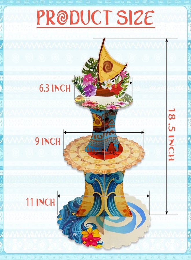 XCX Moana Birthday Cupcake Stands, 3 Tier Paper Cupcake Rack Moana Birthday Party Decorations for Baby Shower Boys Girls Birthday Party Supplies, Moana Birthday Party Supplies (Fantasy Style) - Image 2
