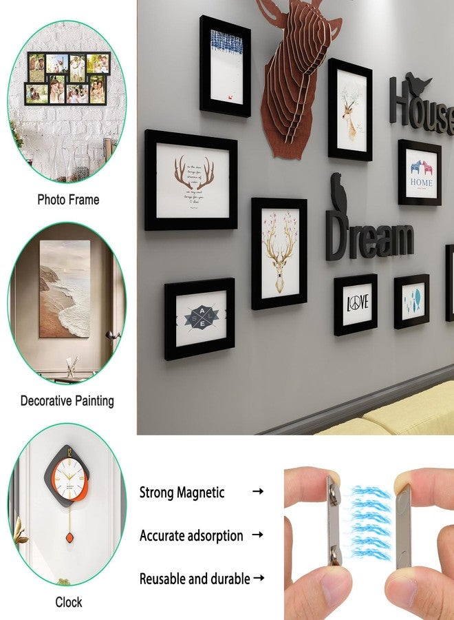 Ninyoon Magnetic Picture Hanger for Wall, Magnetic Picture Frame Poster Hanging System, Strong Wall Magnets Anti-Slip Design 1.7x0.5 inch (6 Pack) - Image 5
