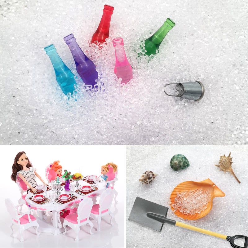 Zalaxt Fakes Ice Cubes, Tiny Fake Ice, Assorted Acrylic Ice Rocks 3 mm 0.98 Pound Clear, Plastic Ice Cubes Miniatures Dollhouse Accessories 440g - Image 2