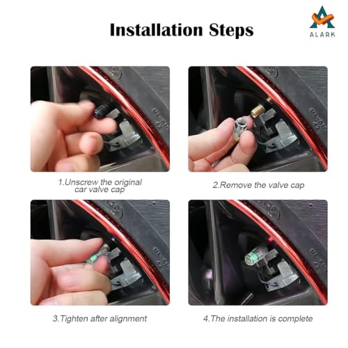 Alark Car Tire Valve Cap Pressure Monitoring Valve Cap Sensor Indicator Warning Safety 3 Color Sensor Indicator All Bikes Scooty Car Tire Pressure Air Alert Iron Tyre Valve Caps Set of 4 Pcs - Image 4