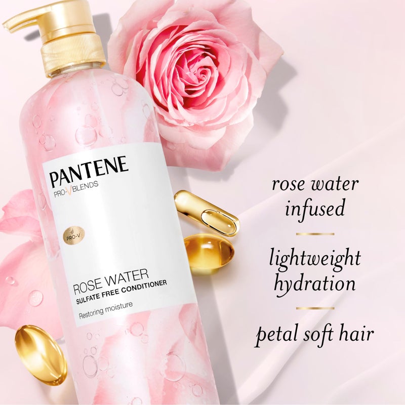 Pantene Rose Water Conditioner, Soothes, Replenishes Hydration, Safe for Color Treated Hair, Nutrient Infused with Vitamin B5 and Antioxidants, Pro-V Blends, 30.0 oz - Image 5
