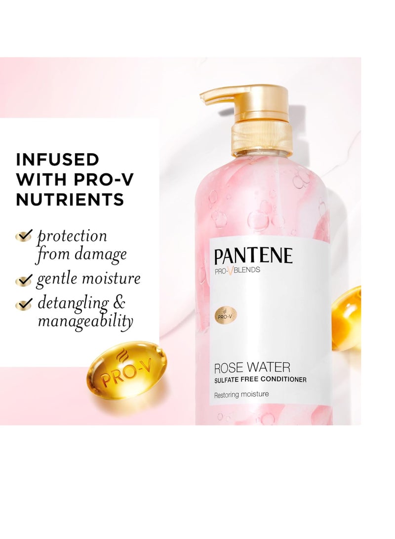 Pantene Pantene Rose Water Conditioner, Soothes, Replenishes Hydration, Safe for Color Treated Hair, Nutrient Infused with Vitamin B5 and Antioxidants, Pro-V Blends, 30.0 oz - Image 2