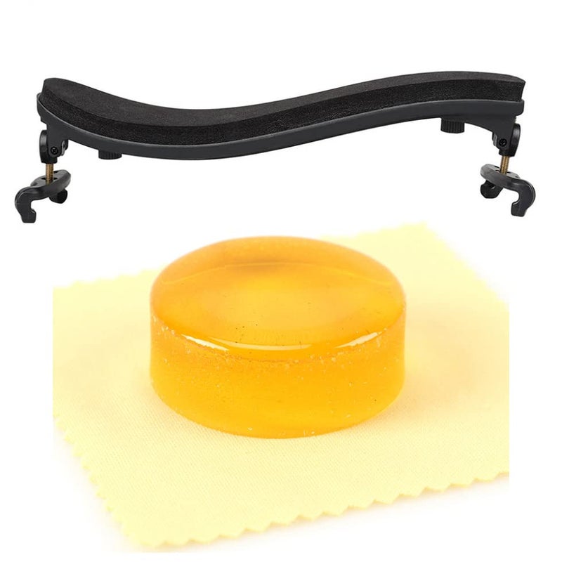 Mozart Adjustable Violin Shoulder Rest for 3/4 & 4/4 – EVA Padded, Height Adjustable & Collapsible – Comfortable Violin Support with Free 1 Pc Rosin in Plastic Box – Students, Teachers & Professionals - Image 1