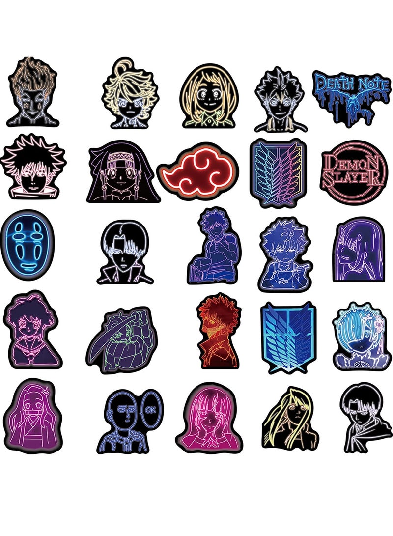 SOLARAE Anime Mixed Neon Stickers, 50pcs Waterproof Vinyl Decals Neon Light Laptop Stickers - Image 3
