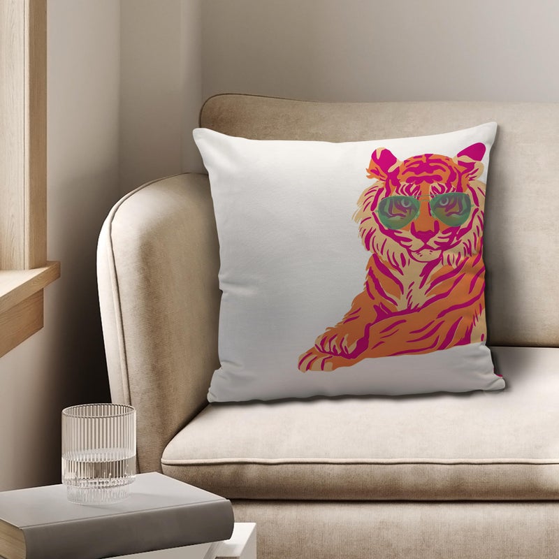 Nvotell Pink Orange Pillow Covers - Preppy Tiger Pillow Cases  Pink And Orange Tiger Throw Pillow Covers 18X18  Pink And Orange Room Decor - Image 2