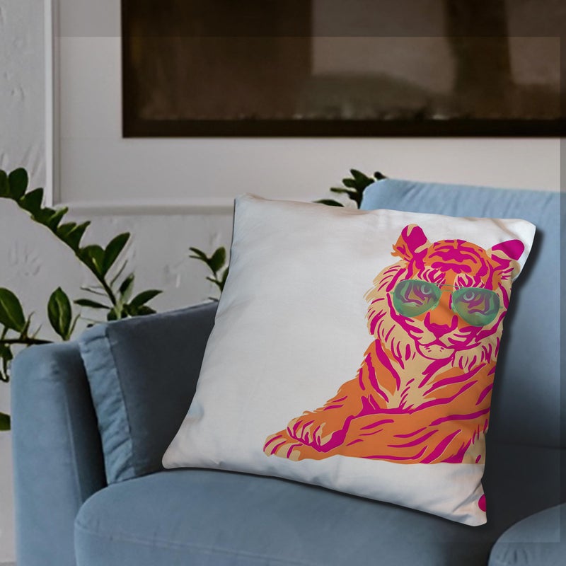 Nvotell Pink Orange Pillow Covers - Preppy Tiger Pillow Cases  Pink And Orange Tiger Throw Pillow Covers 18X18  Pink And Orange Room Decor - Image 4