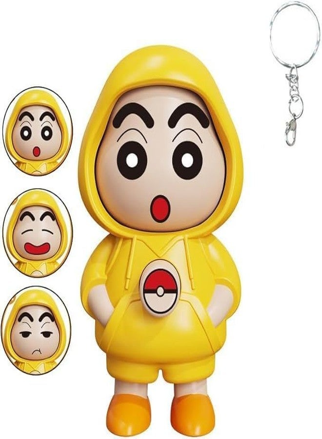 RIDERA Shinchan Action Figure Toy with 3 Face Expressions and Keychain Cute Cartoon Character in Hoodie for Kids Room Decor Gift Collectible Showpiece Toy for Boys Girls Fans (Pack of-2) - Image 1
